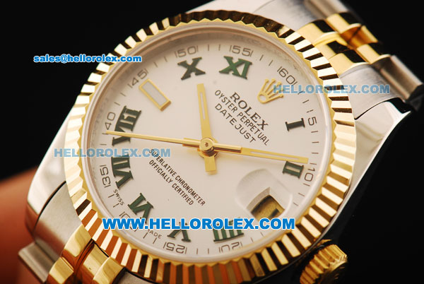 Rolex Datejust Automatic Movement White Dial with Gold Bezel and Two Tone Strap-Lady Model - Click Image to Close
